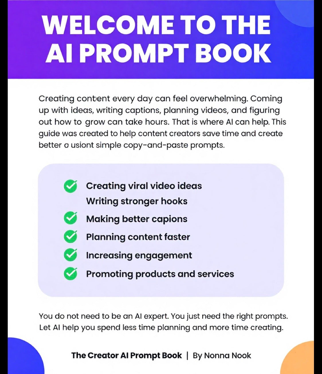 The Creator AI Prompt Book: Beginner’s Guide 50+ Copy-and-Paste AI Prompts to Create Content Faster, Grow Your Audience & Monetize Your Brand